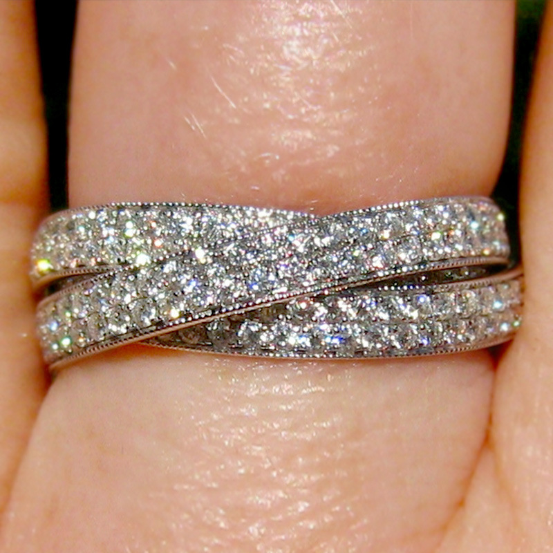 Bague couronne multicouche incrustée élégant accessoire dîner_voghion.com