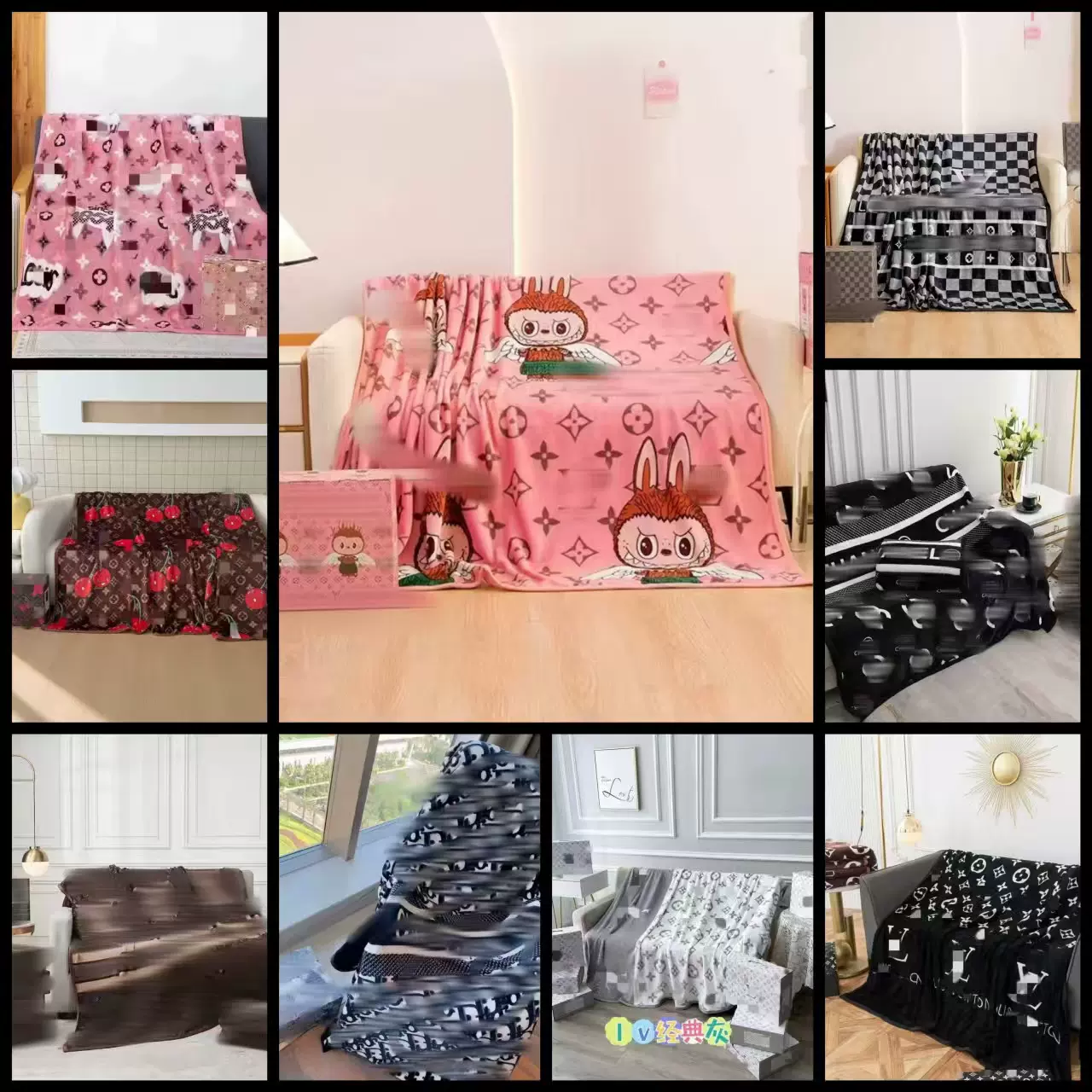 外贸潮牌毛毯法兰绒珊瑚绒加厚午休空调办公室沙发盖毯礼盒装批发