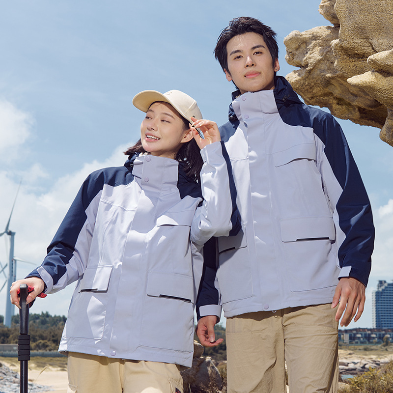 男女兼用3in1着脱式アウトドアツーピース防水防風登山ジャケット作業服スキーウェア|undefined
