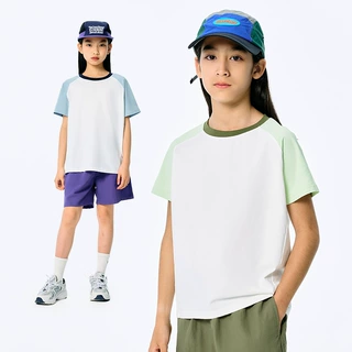 DK童装26夏季轻量户外女男童插肩袖短袖T恤中大儿童凉感速干上衣