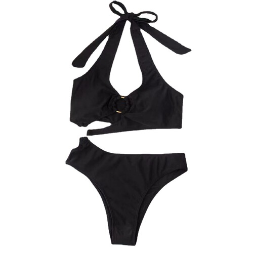  Foreign Trade AliExpress Amazon Women's Solid Color Bandage Split Swimsuit Bikini