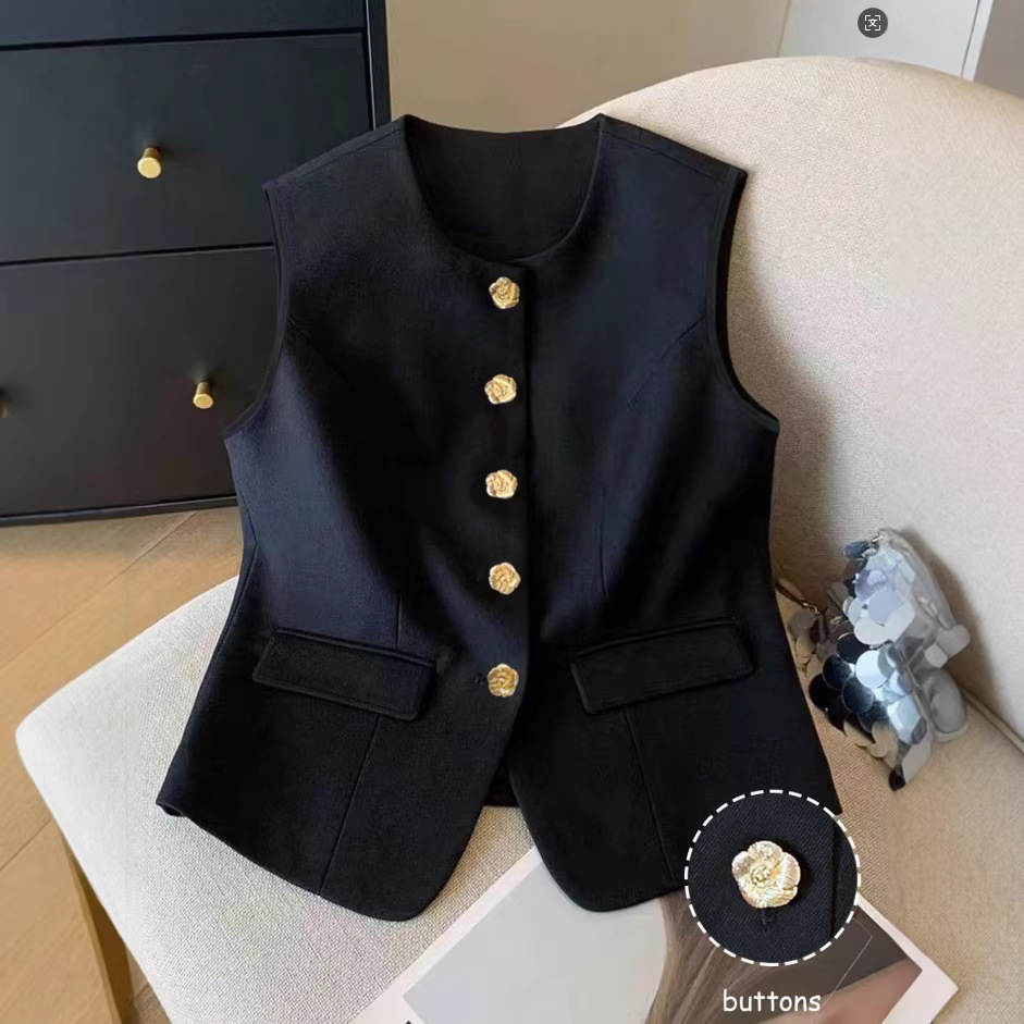 Damesvest in lichte, luxe stijl, casual, elegant en modieus, schouderlang, hoogwaardig bovenkledingstuk voor de lente_voghion.com