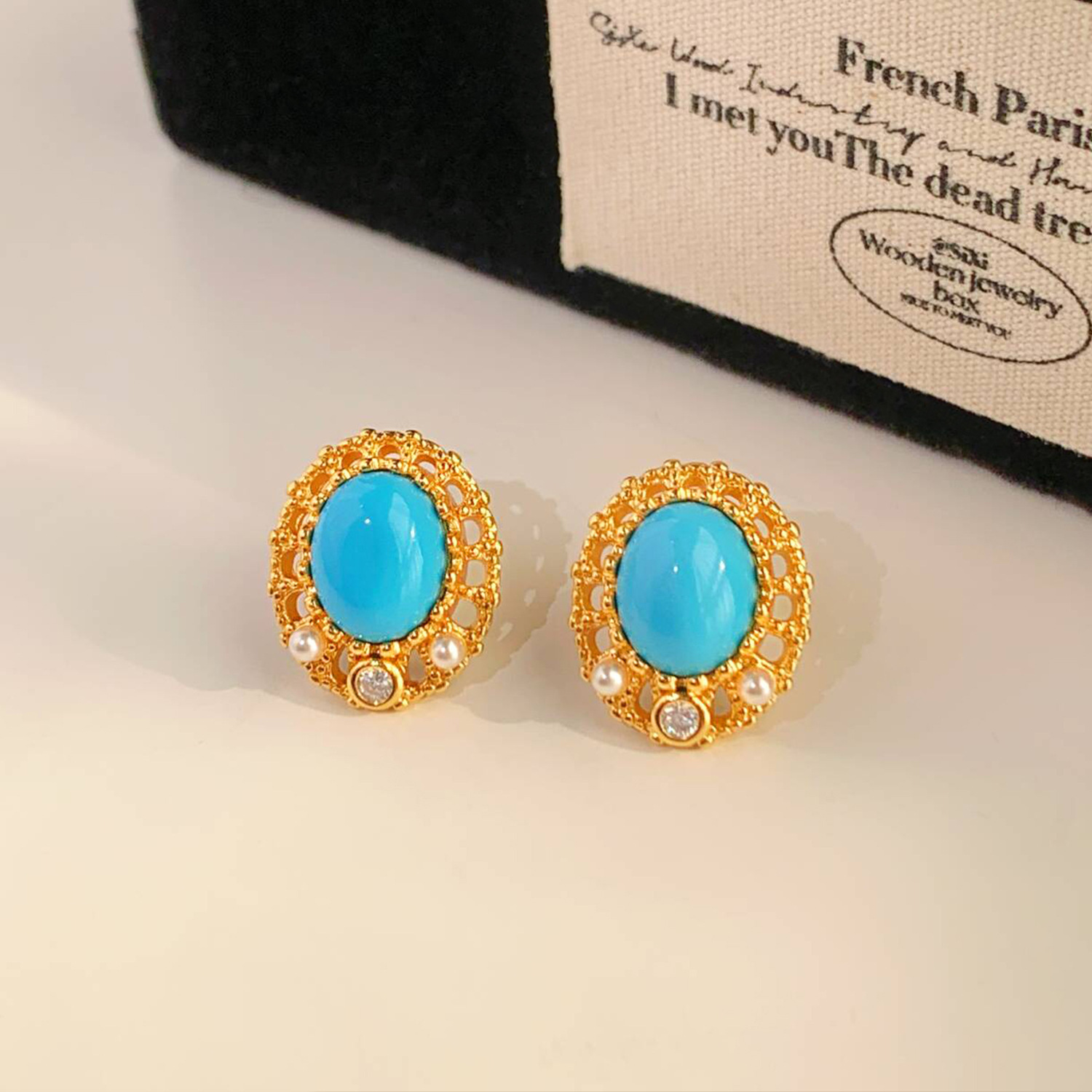 Flores azules vintage medievales pendientes de goteo de aceite ligero lujo alta sensación de joyería Yiwu fábrica al por mayor image 39