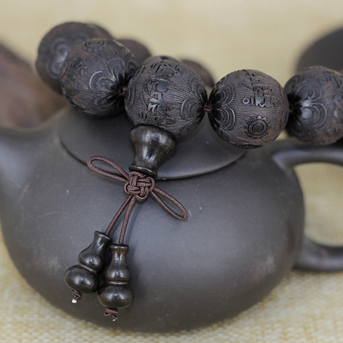 Black sandalwood carved beads bracelets, wax-free carved bracelets for men and women, bracelets, wooden toy beads, carved beads