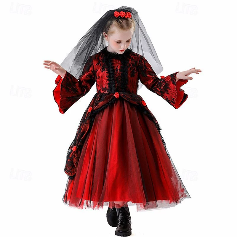 2025 Vampire Masquerade Halloween Girls Children's Carnival Children's Day Simple Carnival Costume