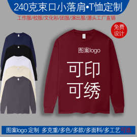 工厂直销纯棉正肩t恤熠枫图案logo工作服广告衫河北光板220克跨境