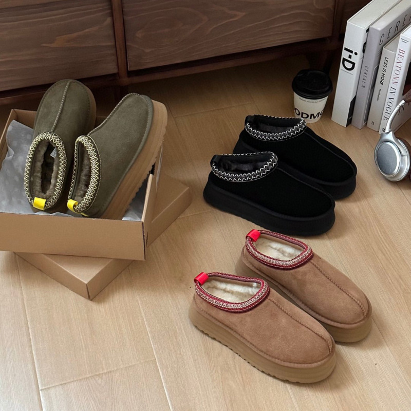 Gigi Winter Thick-Soled Tazz Ethnic Style Women's Thickeneded Warm Cotton Slippers Lazy Slippers Snow Boots Couple Style Cross