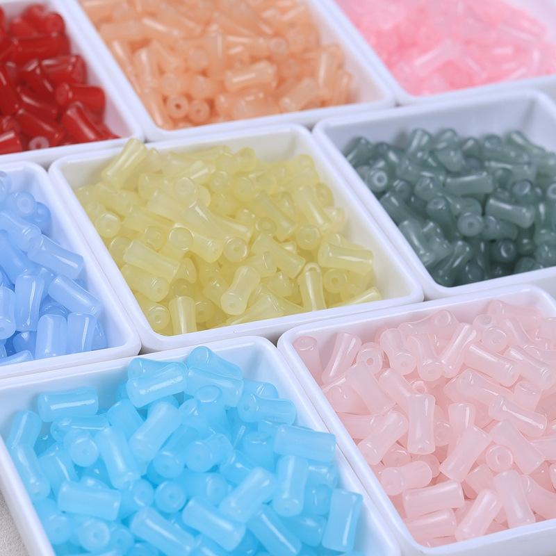 Green Aventurine 6*12m Glass Imitation Jade Bamboo Beads Glazed Beads Gentle Fashion Loose Beads Beading DIY Accessories Material