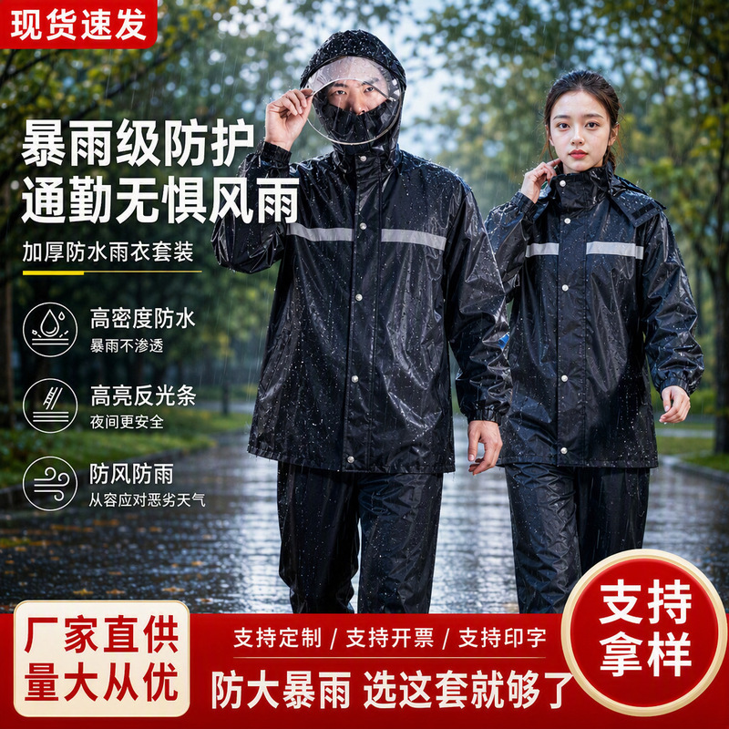 Raincoat and Rain Pants Set, Split-Type Rainwear for Riders, Heavy Rain Level, Reflective Raincoat for Delivery Riders Raincoat and Rain Pants Set, Split-Type Rainwear for Riders, Heavy Rain Level, Reflective Raincoat for Delivery Riders