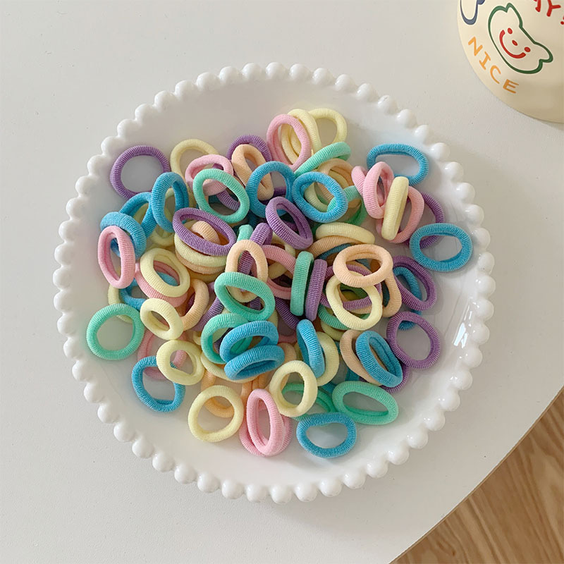 黑色发圈头绳2cm小号拇指圈儿童彩色毛巾圈无接缝皮筋高弹力发