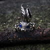 Retro silver one size rabbit, brand ring suitable for men and women, European style