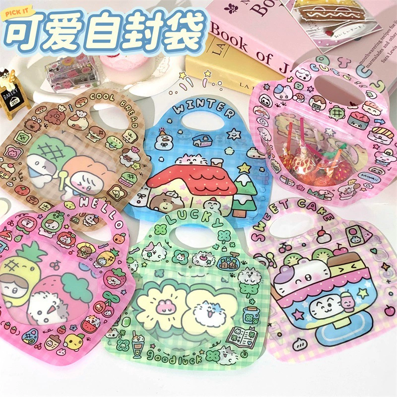 Мягкий и очаровательный пакет для хранения ювелирных украшений и мелочей в виде милого мультяшного медведя, самозакрывающийся, для закусок, в девичьем стиле.