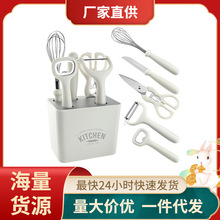 跨境专供-不锈钢水果刀瓜刨剪刀厨房小工具5件套/6件套