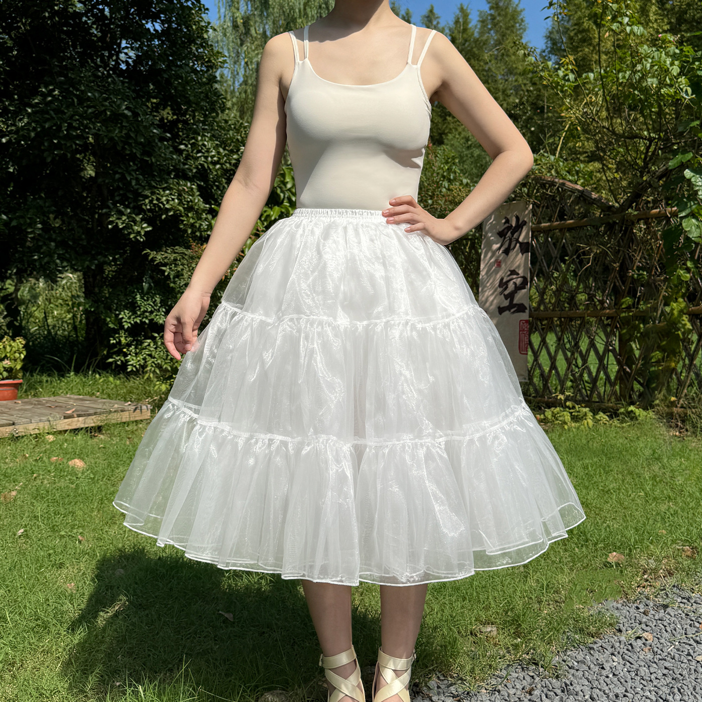 Lolita və Hanfu üçün uzadılmış alt yubka, 60 sm, yumşaq tül