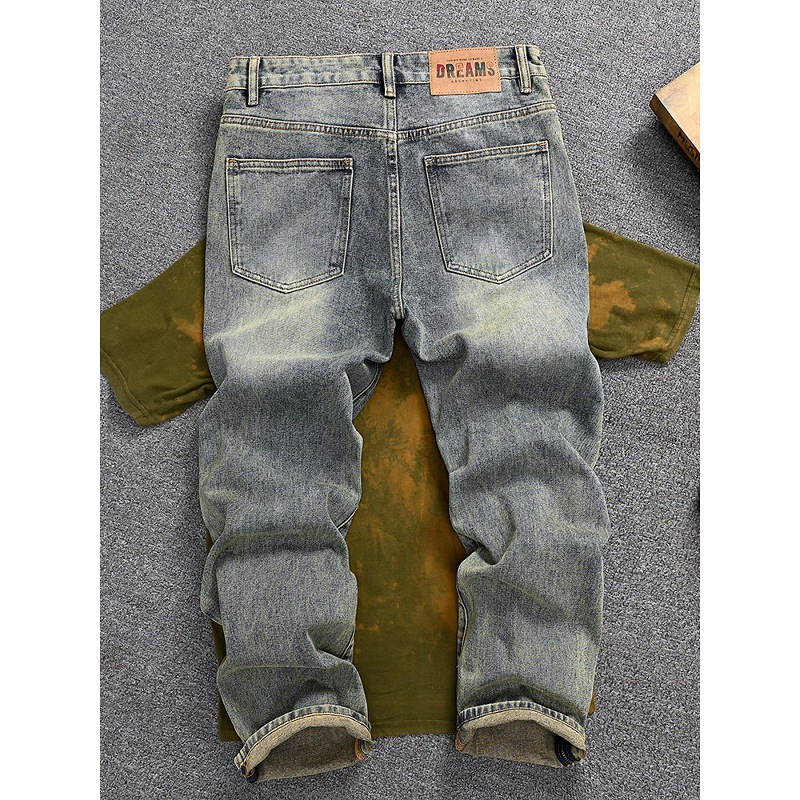 Men's Retro Straight Leg Distressed Jeans Loose Long Trousers Trendy American Youth Disco Squared Versatile_mkmklike.com