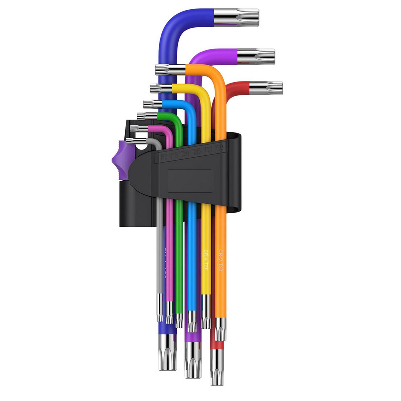 Forte llave hexagonal de color de grado industrial Cabeza de bola de acero al cromo-Vanadio flor de ciruelo arroz de longitud media alargada plegable multiusos