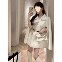 Твидовое шерстяное пальто для женщин от Rich Daughter, осенне-зимнее элитное стильное пальто-накидка для миниатюрных размеров.