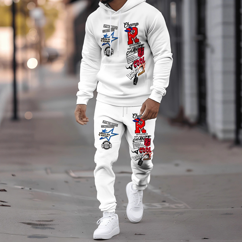 Cross-Border European and American Trendy Brand Christmas High Street Sweatshirt Men's Patch Pocket Hoodie Long Pants 3D Digital Print Set Cross-Border European and American Trendy Brand Christmas High Street Sweatshirt Men's Patch Pocket Hoodie Long Pants 3D Digital Print Set