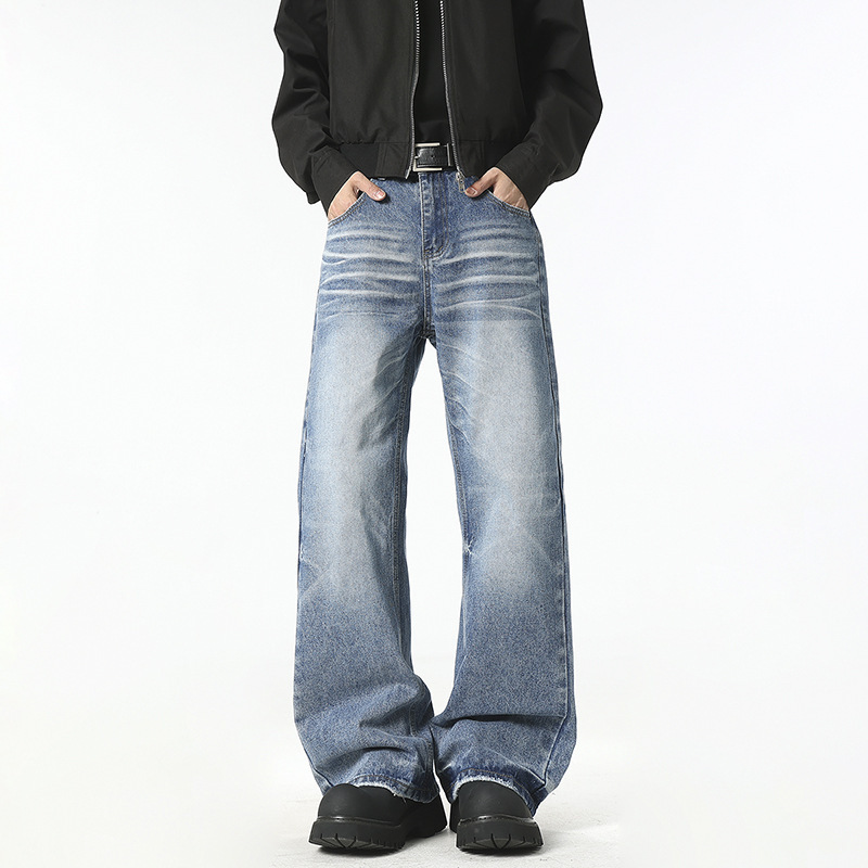 Spring New Heavyweight American-Style Washed Denim Jeans, Versatile for Men and Women, Loose Fit with Slight Flare (Limited Price) Spring New Heavyweight American-Style Washed Denim Jeans, Versatile for Men and Women, Loose Fit with Slight Flare (Limited Price)