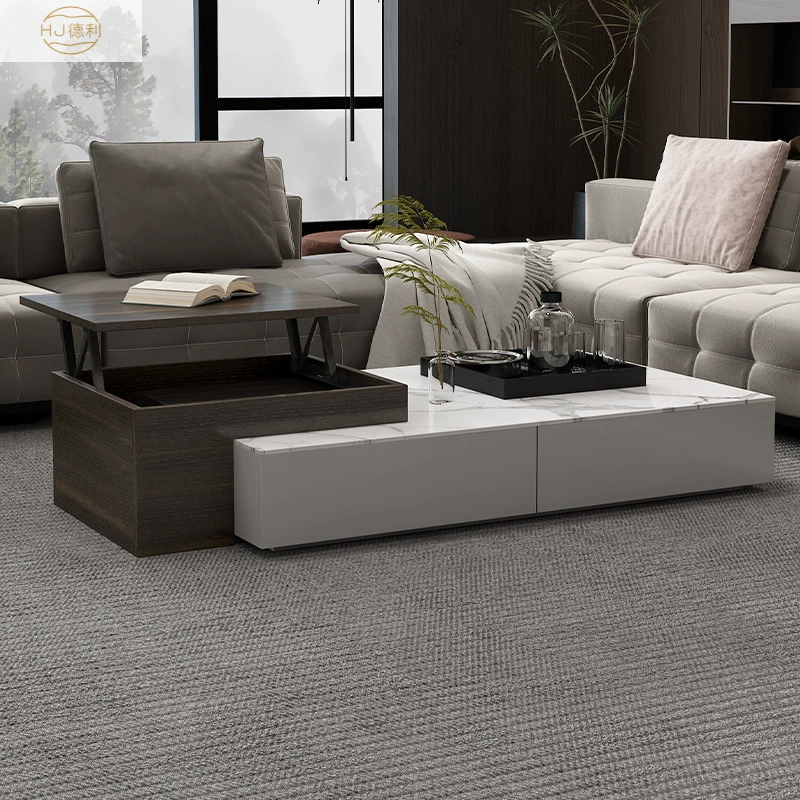 Журнальный столик из сланца для гостиной, высококачественный подъемный журнальный столик, небольшая квартира, легкий роскошный журнальный столик для хранения вещей в гостиной из сланца