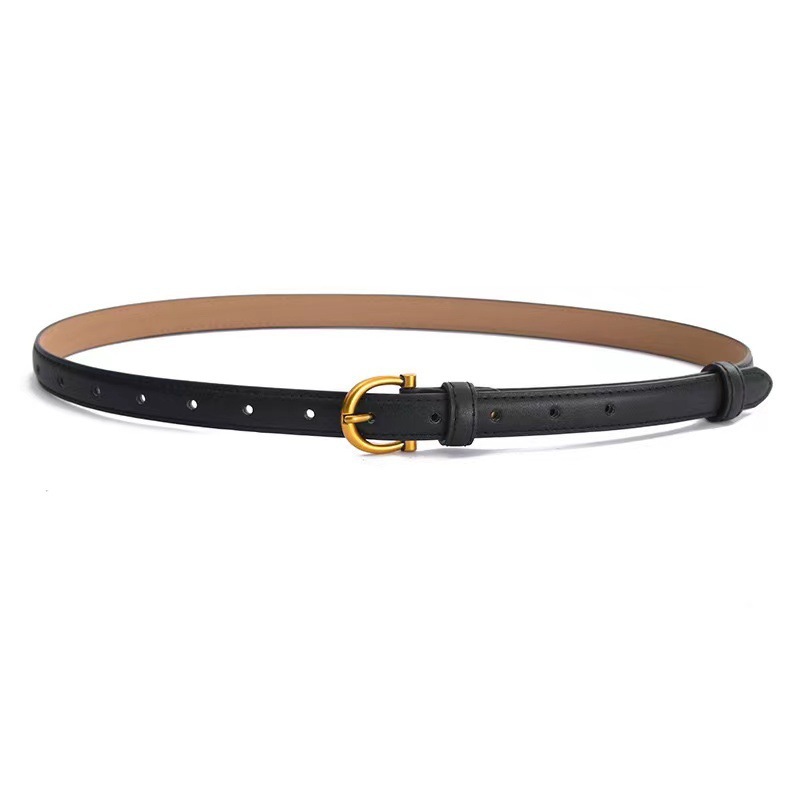 Five Color Retro Cowhide Belt for Women, Simple and Versatile, Soft Leather Thin Belt for Women, Korean Student Jeans with Fashion_voghion.com