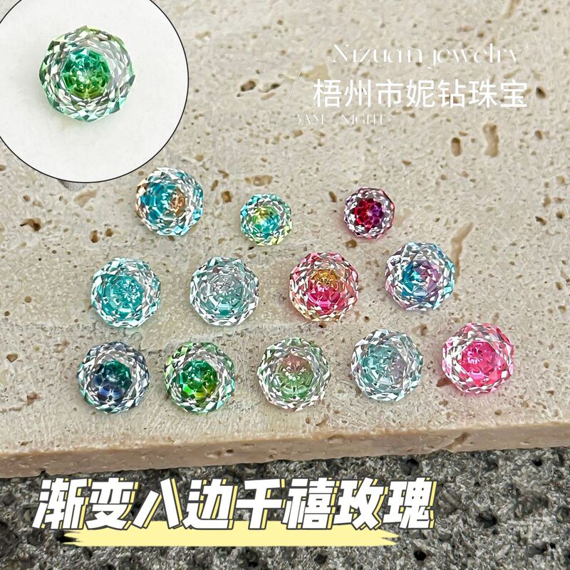 Factory direct supply gradient skyfire zircon eight Millennium 6-8 earrings earrings naked stone DIY tremolo little red book best selling