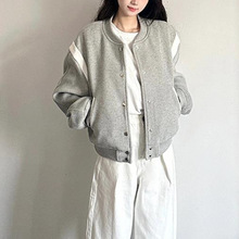 早秋灰色棒球服外套女2024春秋季新爆款小个子宽松夹克初秋短上衣