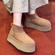明星同款2025冬新款厚底增高迪普靴迷你mini短筒皮毛一体雪地靴女