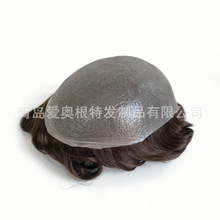 欧美 男士发块 超薄PU V-IOOP 男士发块 工厂直销真人假发