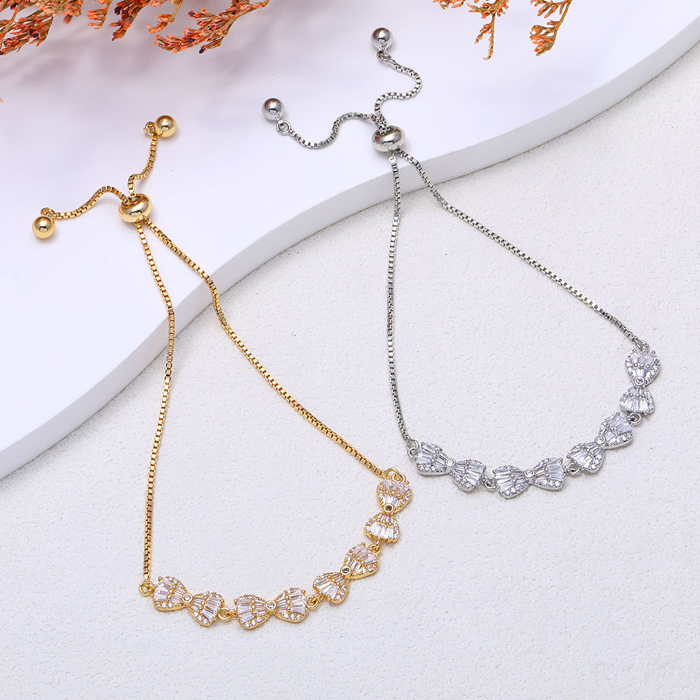 Zircon Bow Patchwork Bracelet Light Luxury High End Feel Exquisite Simple Versatile Jewelry For Commuting_voghion.com
