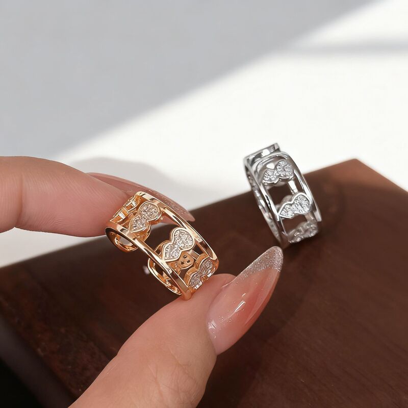 New Chinese Style National Trend Exquisite High-End New Hollow Diamond Light Luxury Ins Style Gourd Ring for Women Niche Design