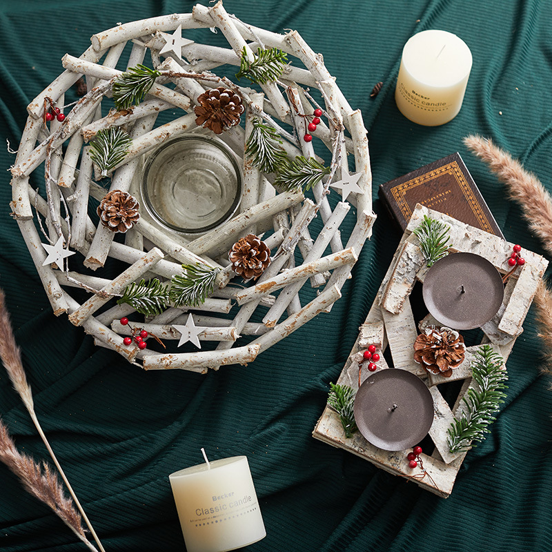 25 / 36cm madera nórdica candelabro blanco decoración de mesa decoración de Navidad atmósfera candelabro