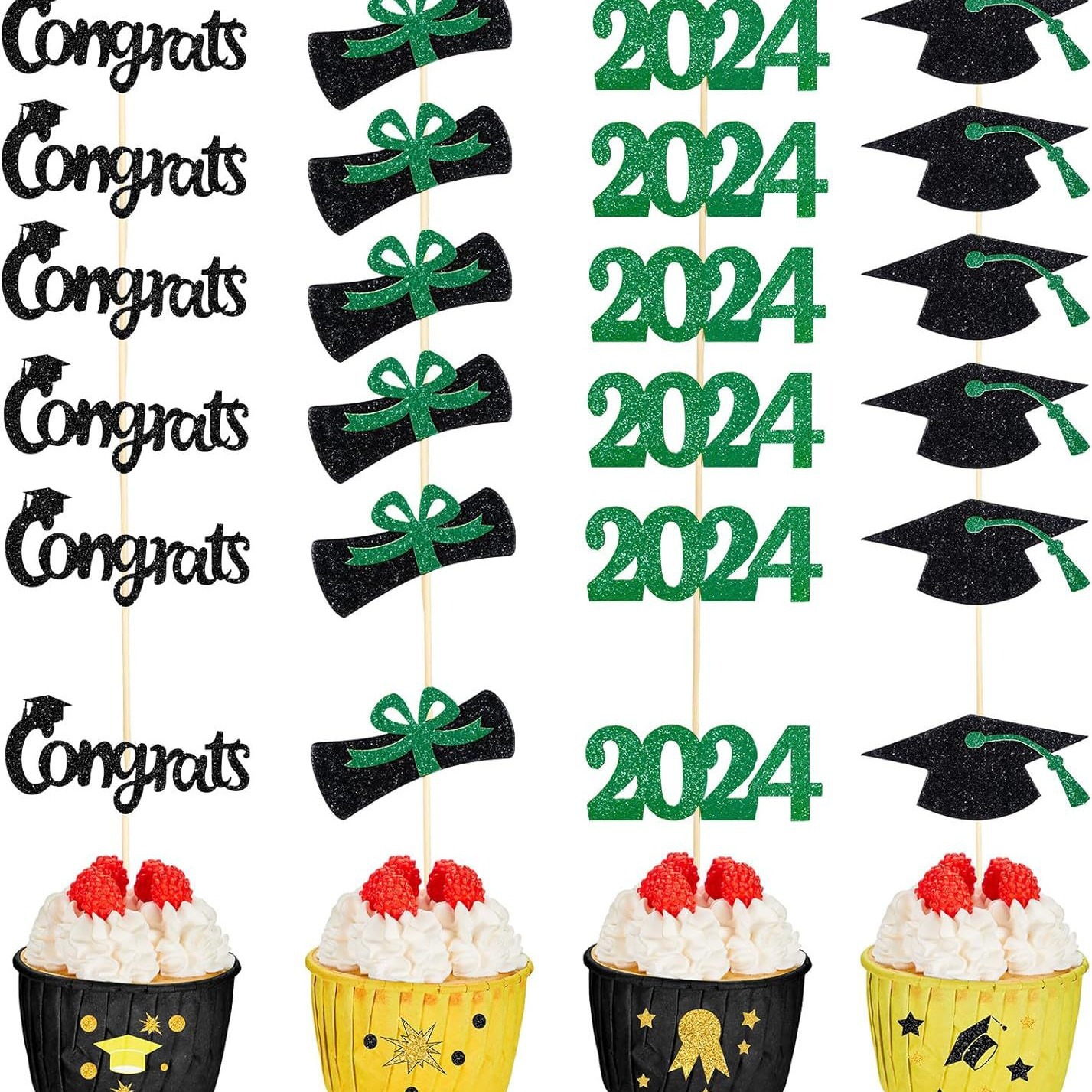 2024 graduación tema papel taza pastel tarjeta inserción Decoración Accesorios escuela ceremonia amigos fiesta no fácil de ser deformado transfronteriza