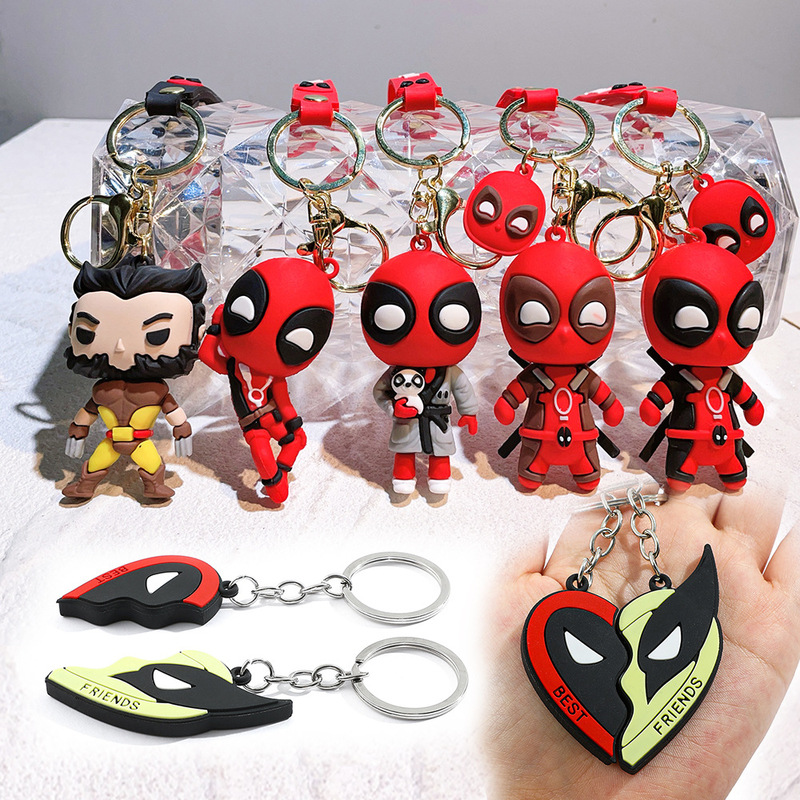 2024 Movie Deadpool Doll Keychain Pendant Car Hanging Chain School Bag Silicone Key Chain Gift Spider-Man