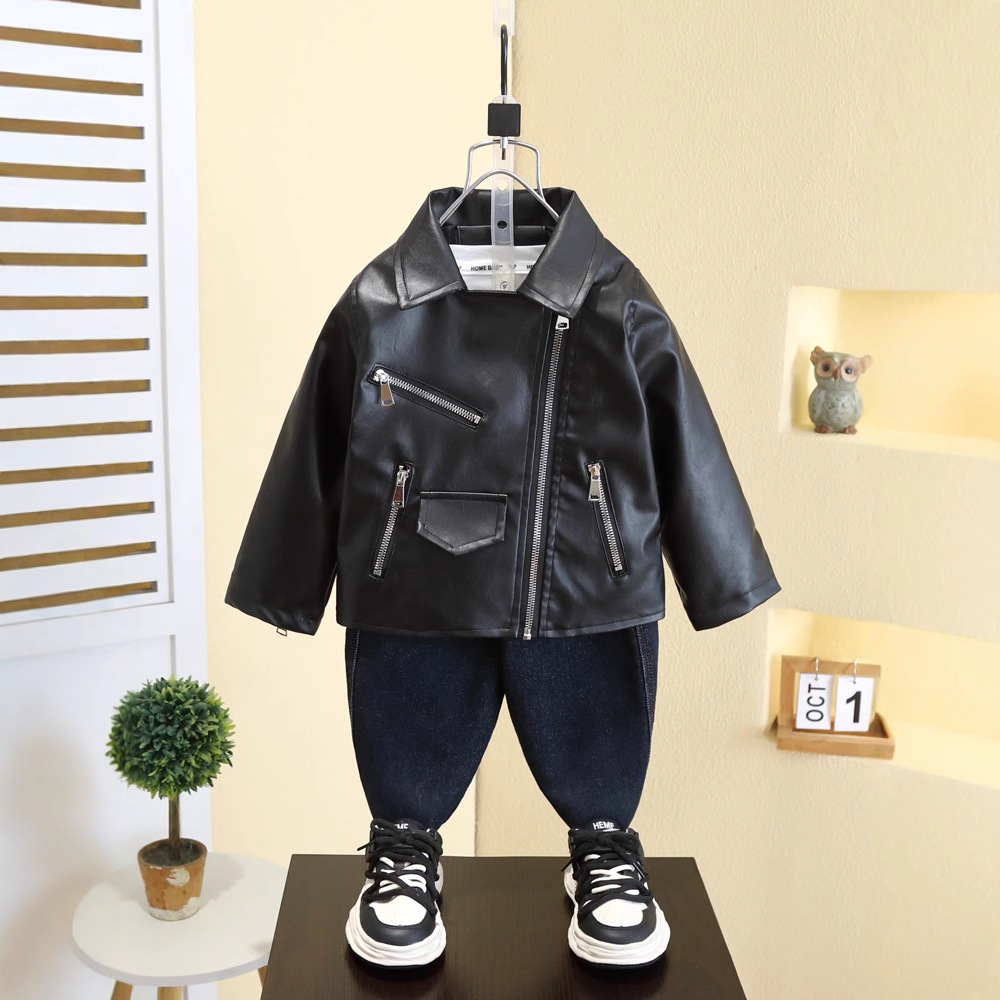 7564 chaqueta de cuero para niños primavera y otoño chaqueta guapa para niños 2025 primavera nueva ropa de motocicleta de moda ropa coreana