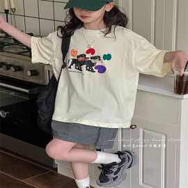 童装女童短袖t恤夏装2026新款儿童夏款中大童女孩百搭上衣夏季潮t