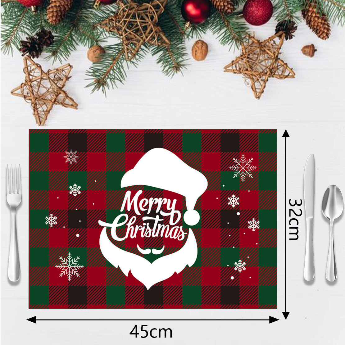 almohadilla de Navidad cuadrado inglés almohadilla de aislamiento térmico árbol de Navidad mesa de comedor festivales decoración del hogar impresión almohadilla de comedor occidental mayorista
