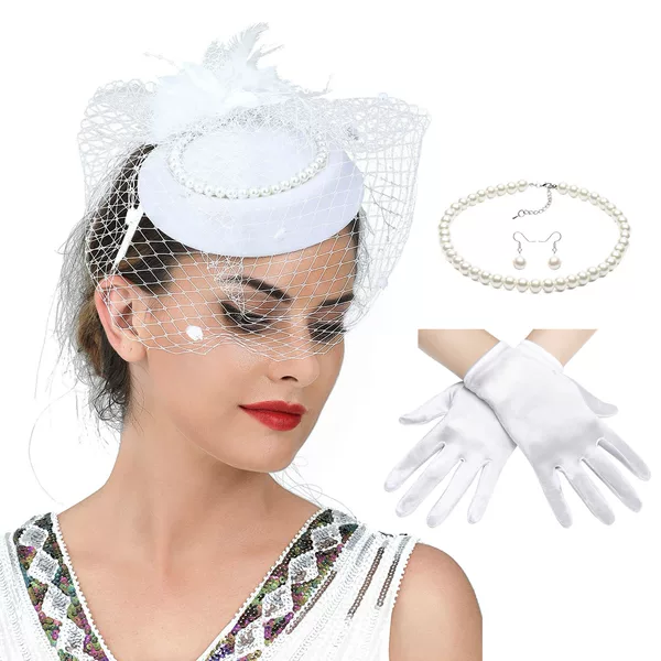 Amazon's Best-Selling Pearl Hat Set Tea Party Cocktail Party Photo Head Flower