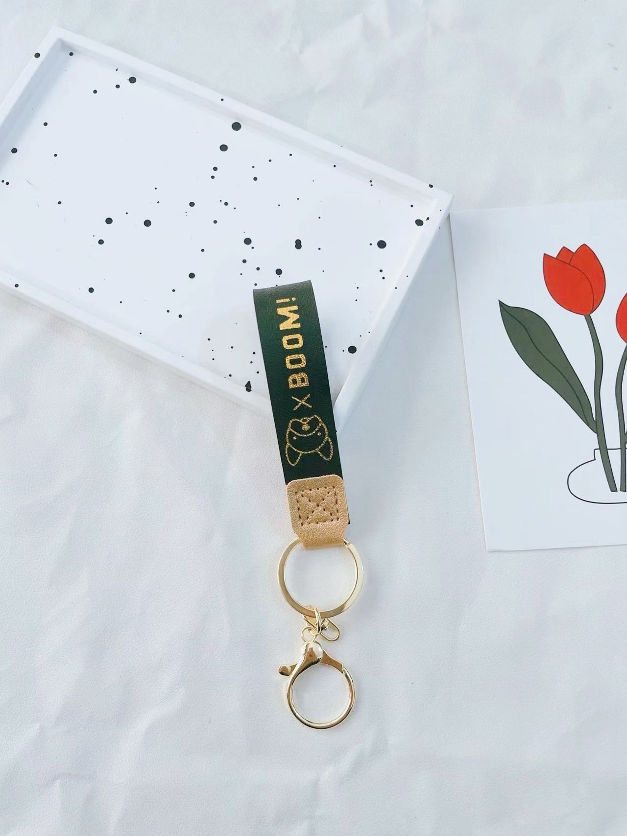 프렌치 불독 가죽 로프-다크 그린