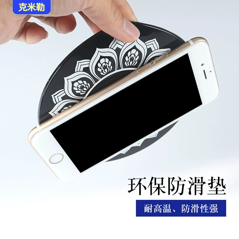 Сине-белый фарфоровый автомобильный Противоскользящий коврик круглый коврик с цветком чая лотоса Противоскользящий коврик автомобильные парфюмерные украшения для сиденья Противоскользящий силиконовый коврик