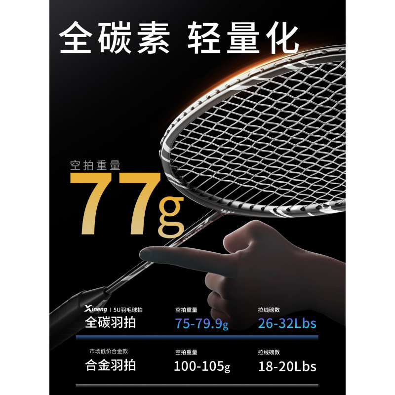 全碳素牌羽毛球拍套装成人耐打专业款羽毛球拍羽毛球拍|undefined