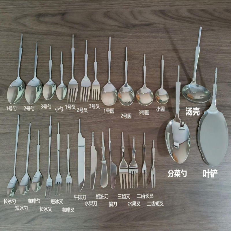 不锈钢短柄餐具五金件咖啡勺水果刀叉陶瓷柄刀叉勺餐具半成品勺叉
