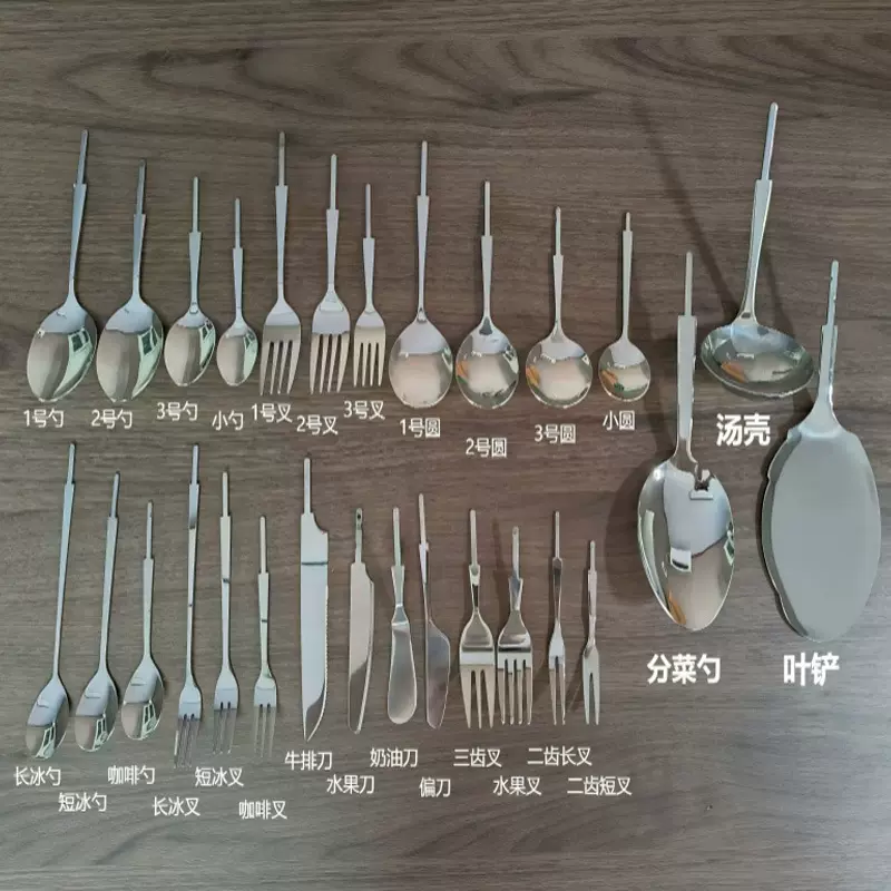 不锈钢短柄餐具五金件咖啡勺水果刀叉陶瓷柄刀叉勺餐具半成品勺叉