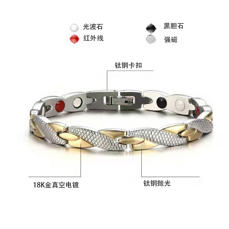 Yiwu pequeña mercancía al por mayor dragón patrón de acero de titanio galvanoplastia habitación imán de oro pulsera Taobao suministro de joyas en stock al por mayor
