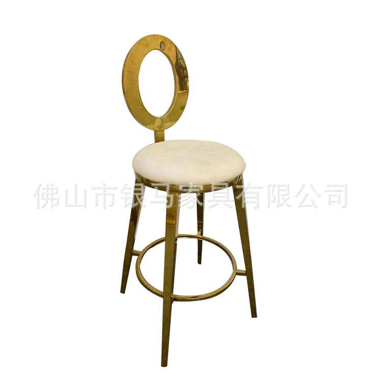 Fábrica al por mayor Hotel banquete boda comedor silla boda galvanoplastia Silla de acero inoxidable Bolsa De Oro suave Silla de comedor de cuero