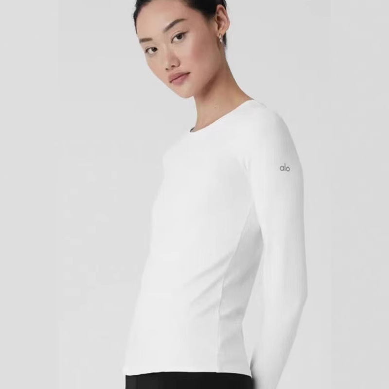 In-Stock New Al Waist-Cinching Slim Yoga Top Versatile Sports Fitness Long-Sleeve T-Shirt Ribbed Base Shirt Women's Top In-Stock New Al Waist-Cinching Slim Yoga Top Versatile Sports Fitness Long-Sleeve T-Shirt Ribbed Base Shirt Women's Top