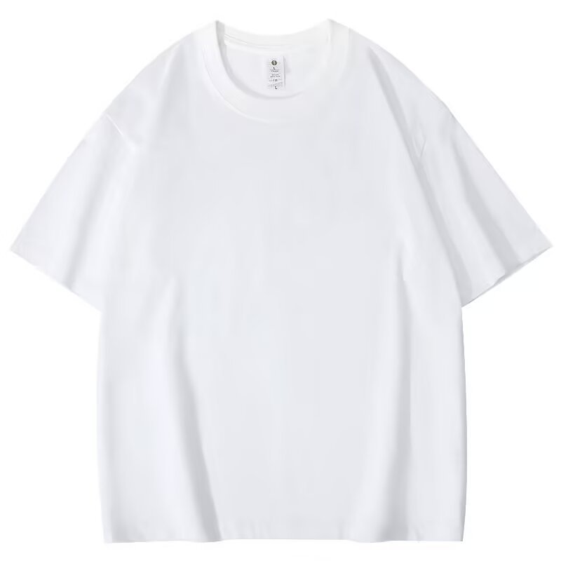 綿 100% 半袖メンズ Tシャツ夏のヘビーファッションブランドルーズ Tシャツ男性と女性の Tシャツ卸売純白半袖|undefined
