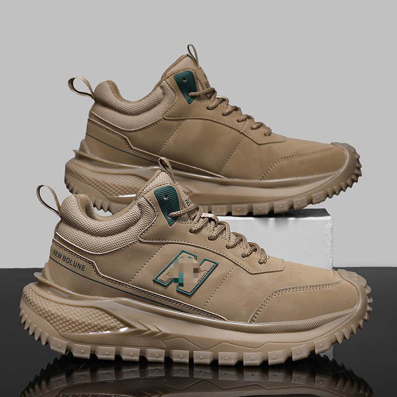 New Bolune/New Balance High-Top Men's Shoes Winter Season Shock-Absorbing Thick-Soled Casual Shoes Leather Waterproof Running Shoes