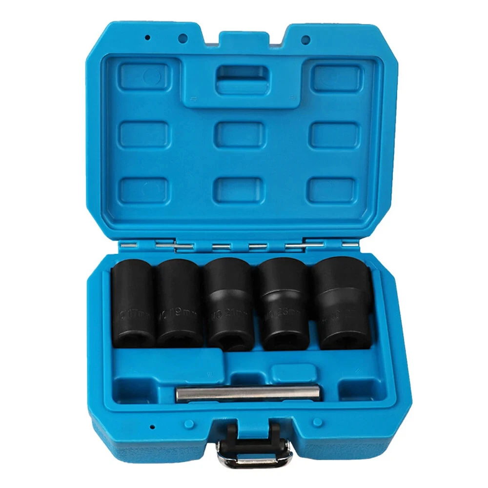 Chrome-Molybdenum Steel 6-Piece Set of Anti-Loosening Socket Tools, Spiral Anti-Loosening Socket, Anti-Loosening Socket Nut Extractor Cr-Mo