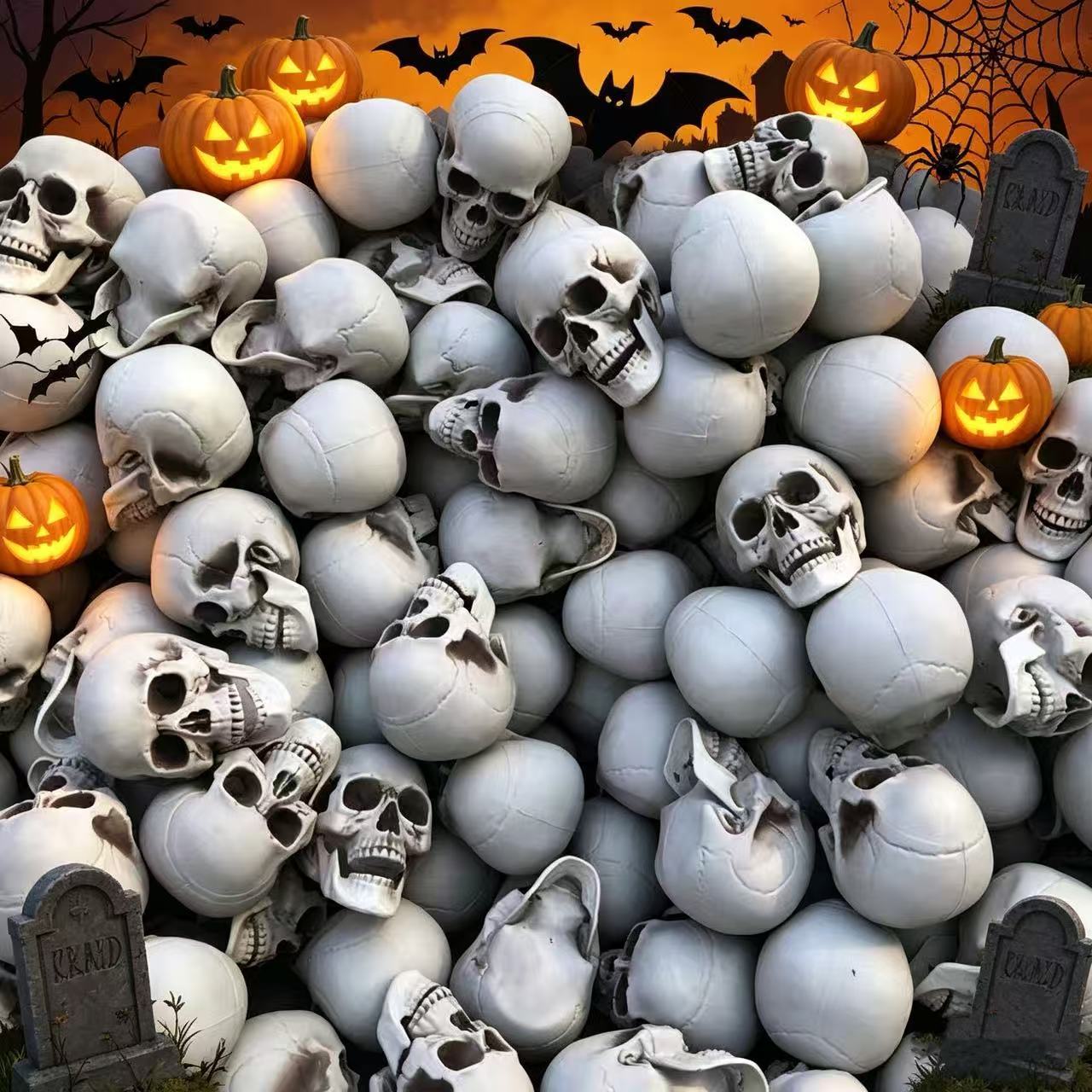 Halloween simulación de plástico cráneo horrores decoración prop simulación 1: 1 proporción encantamiento juguetes aterradores fuente